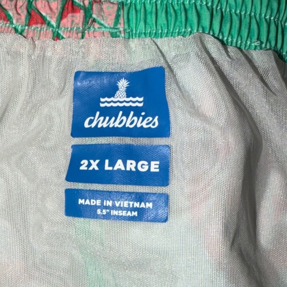 Chubbies Mens 2XL Pineapple Print Swim Trunks Teal Green 5.5 Inseam Mesh Lined - Picture 5 of 5